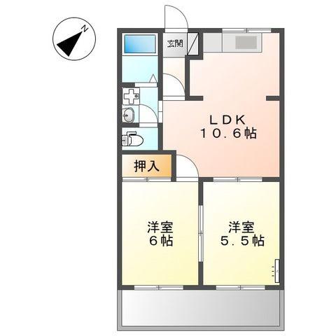 グランシャリオ(2LDK/2階)の間取り写真