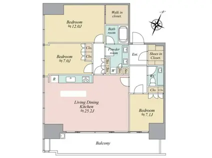 東京ガーデンテラス紀尾井町 紀尾井町レジデンス(3LDK/7階)の間取り写真