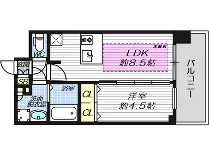 プレサンス玉造駅前(1K/12階)の間取り写真