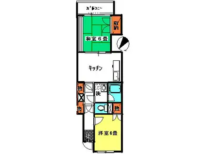 ロイヤルクレスト(2DK/2階)の間取り写真