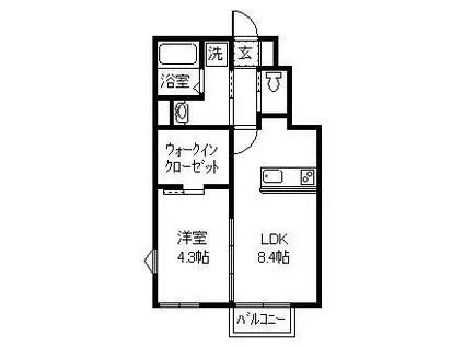 ウイン・ブリッジ安積(1LDK/1階)の間取り写真
