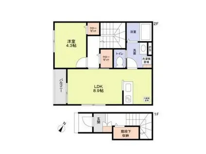 MALULANI C(1LDK/2階)の間取り写真