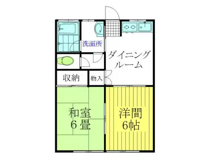 サン三輪(2DK/2階)の間取り写真