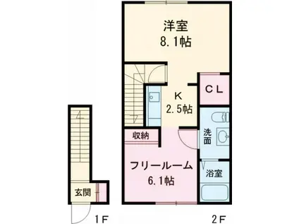 アルファ ベース(1LDK/2階)の間取り写真