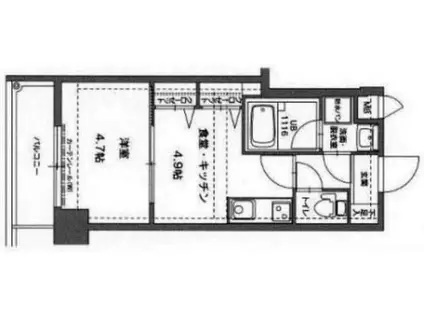 アクタス天神Ⅲ(1DK/7階)の間取り写真