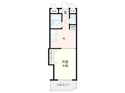 アーシャルハウス片江(1K/2階)の間取り写真