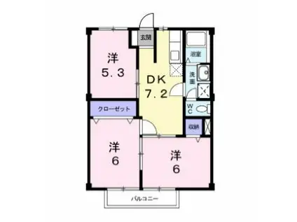 オーシャンビュー岸岡(3DK/1階)の間取り写真