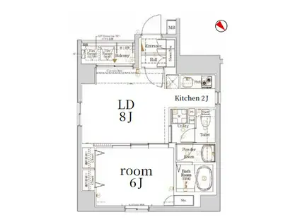 LOG銀座東/ログ銀座東(1LDK/2階)の間取り写真