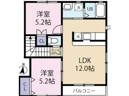 トライフル(2LDK/2階)の間取り写真