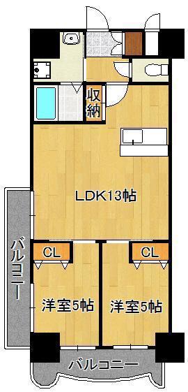 ロイヤルノースナイン(2LDK/6階)の間取り写真