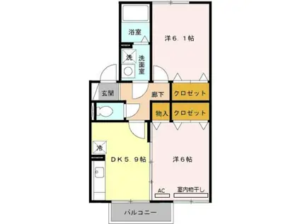 ウィスタリアB(2DK/2階)の間取り写真