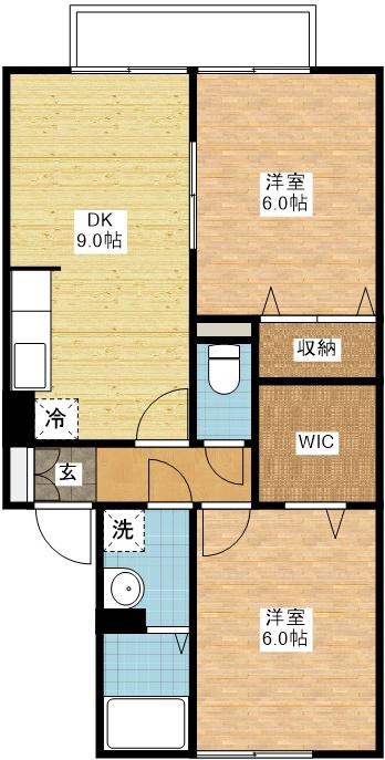 フローラ中里(2DK/1階)の間取り写真