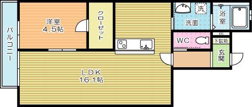LA CASA FELICE(1LDK/1階)の間取り写真