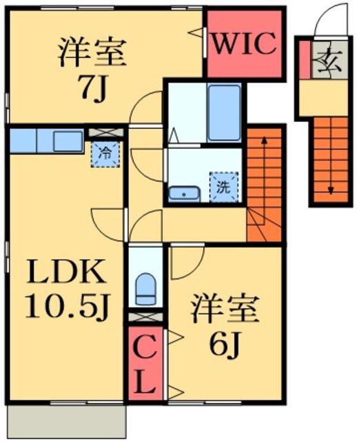 グランコートJA(2LDK/2階)の間取り写真