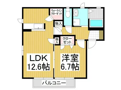 オーチャード上田原(1LDK/2階)の間取り写真