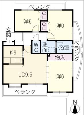 ビラーション笠寺(3LDK/4階)の間取り写真