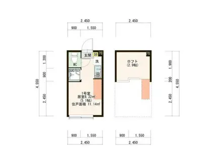 ハーモニーテラス中落合II(ワンルーム/1階)の間取り写真