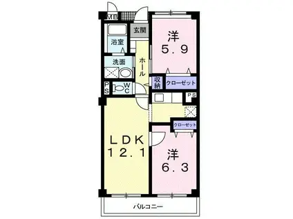 プロスペリティ(2LDK/3階)の間取り写真