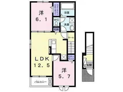 グランドール リアン(2LDK/2階)の間取り写真