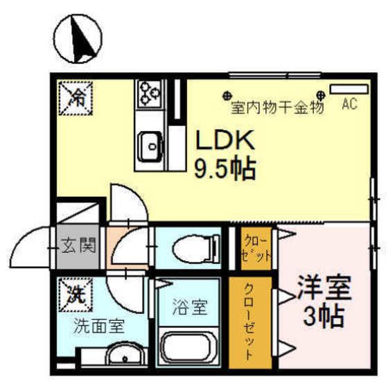 サンライズ(1LDK/2階)の間取り写真