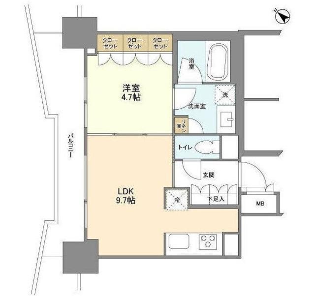 LASANTE五反田(1LDK/7階)の間取り写真