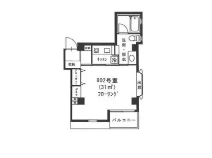 ハーベストハウスII(1K/8階)の間取り写真