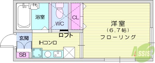 グランドステージ(1K/1階)の間取り写真