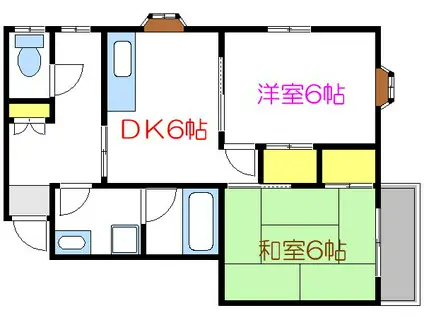カトラセゾン7(2DK/2階)の間取り写真