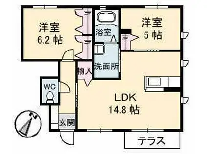 タウン表参道(2LDK/1階)の間取り写真