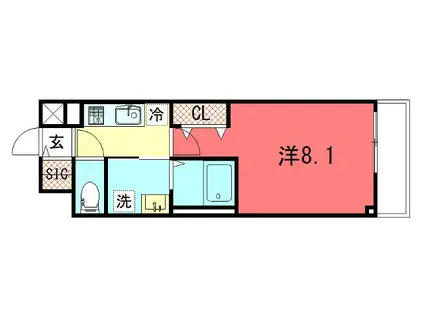 ベラジオ雅び京都洛北ガーデン(1K/2階)の間取り写真