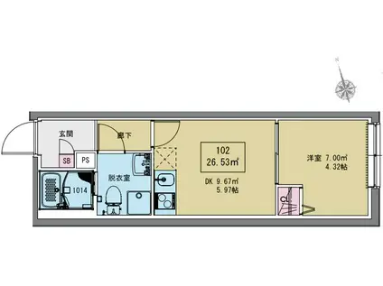 MAXIV CITY堀切RIVER SIDE(1DK/1階)の間取り写真