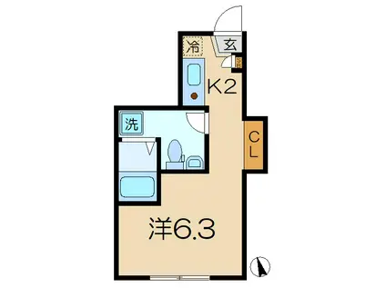 LES AILESⅢ(1K/2階)の間取り写真