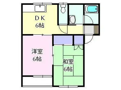 ラモベールA(2DK/2階)の間取り写真