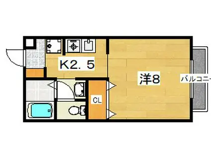 楠葉ビューハイツ(1K/2階)の間取り写真