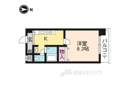 ハウスセゾン四条通(1K/2階)の間取り写真