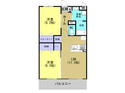 コンフォート菊池(2LDK/2階)の間取り写真