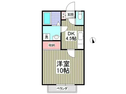 サンワハイツ7号棟(1DK/2階)の間取り写真