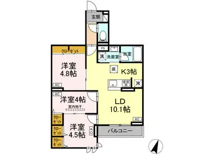 セレスティア中央 II(3LDK/2階)の間取り写真