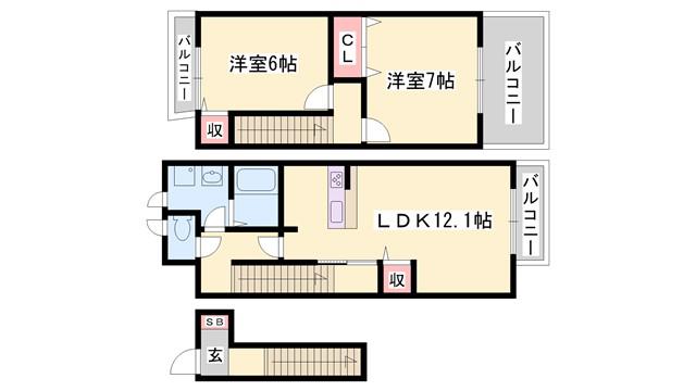 エテルナ(2LDK/2階)の間取り写真