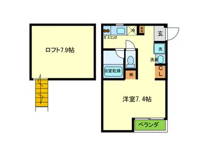 MS HOUSE(1K/1階)の間取り写真