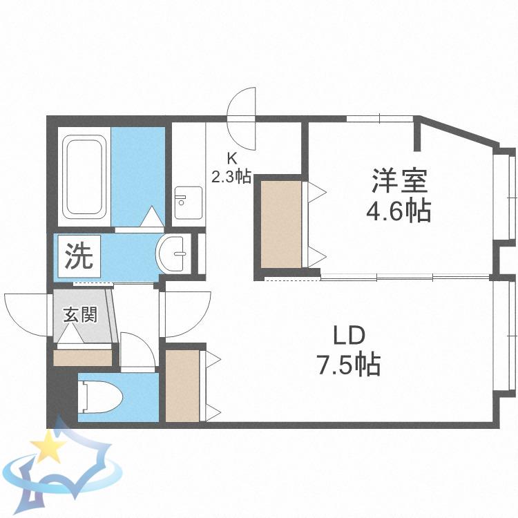 プロヴィデンス南7条(1LDK/5階)の間取り写真