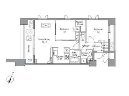 レジディア水道橋(2LDK/2階)の間取り写真