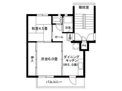 上白根 4号棟(2DK/4階)の間取り写真