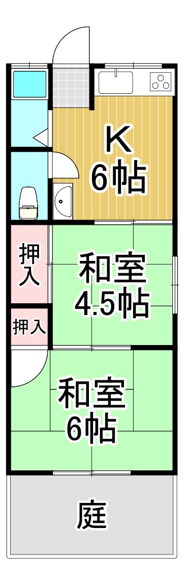 社前ハイツ(2DK/1階)の間取り写真