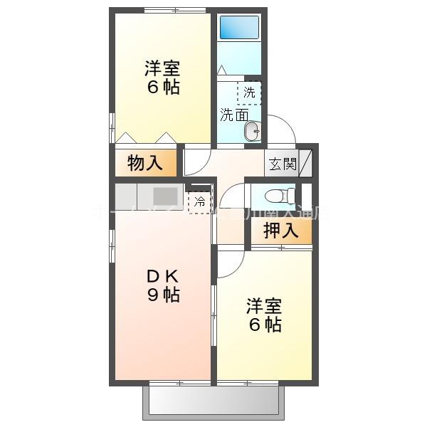 セジュール南 A(2DK/2階)の間取り写真