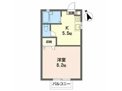 ディアス川南 B(1K/1階)の間取り写真