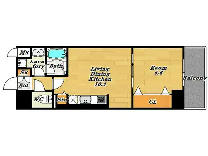 サンセール海老江(1LDK/5階)の間取り写真