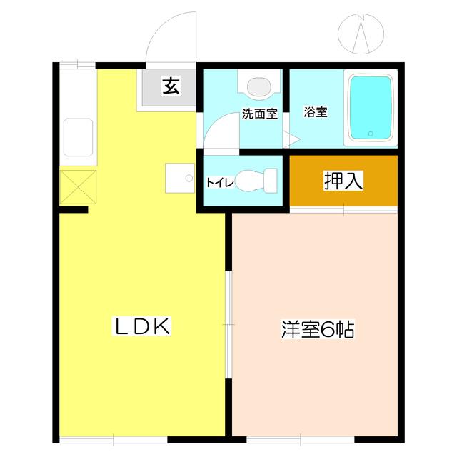 シャルマン忍田(1LDK/1階)の間取り写真