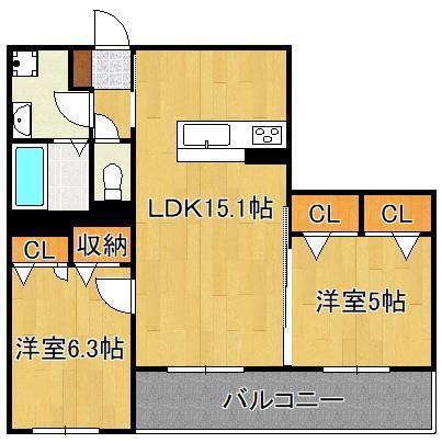 CIEL ET TERE(2LDK/3階)の間取り写真