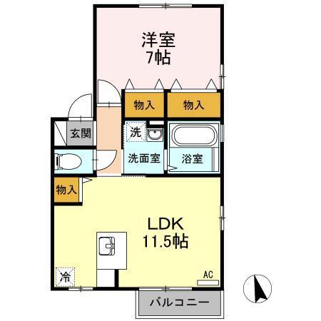 ヴィラ・メルベーユ(1LDK/2階)の間取り写真